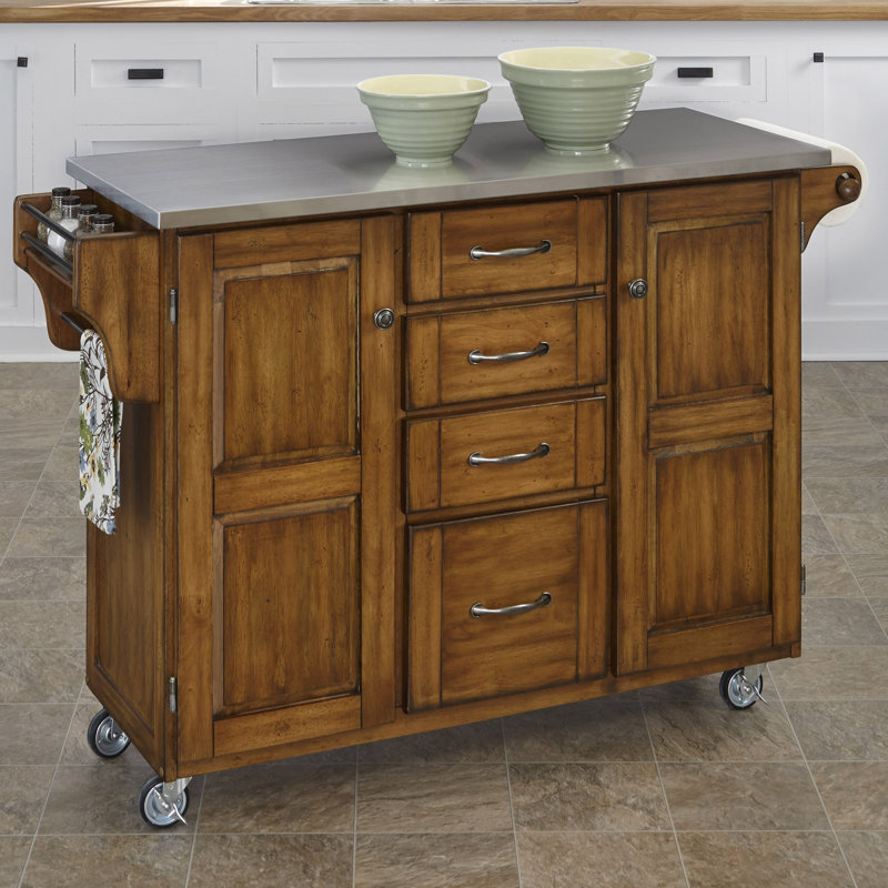 Birch Lane™ LittrellaCart Kitchen Island with Stainless Steel Top & Reviews Wayfair